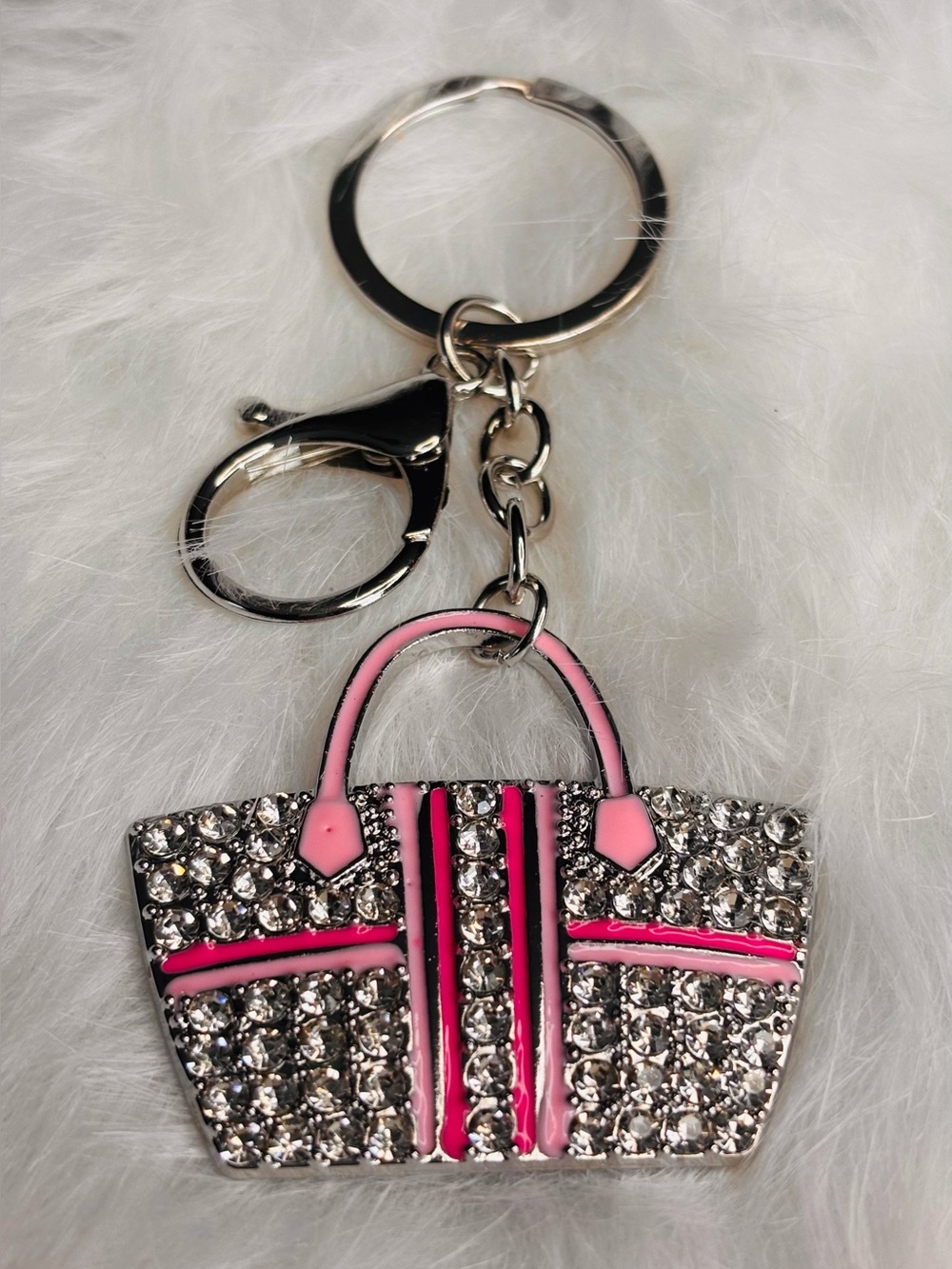 💕 Pink Rhinestone Handbag Keychain / Bag Charm